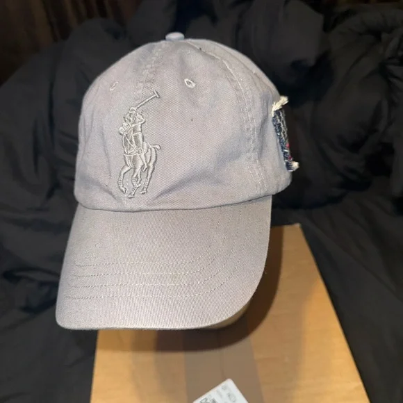 Polo Cap Grey big logo #3 🇺🇸 leather strap OS sendoffers followcloset RARE - Picture 7 of 8